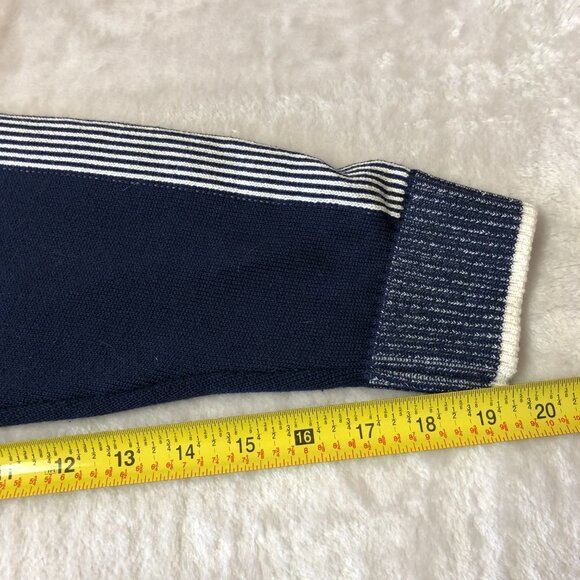 Bugatti Navy & Cream Long Sleeve Zip Up Knit Sweater Size 42 (Large) - Picture 8 of 10